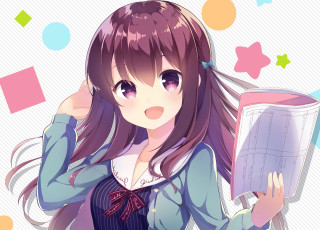 Girl long hair holding book 2 - a book in her hand free wallpaper