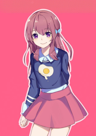 Girl blue shirt pink skirt - digital art free wallpaper