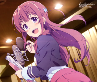 Girl long pink hair microphone - aguri uchida free wallpaper