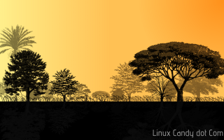 Trees grass sunset black yellow - purism free wallpaper