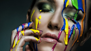 Bright paint woman yellow green - an airbrush painting free wallpaper for desktop