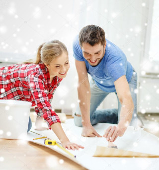 Man woman working project snowflakes - incoherent free wallpaper