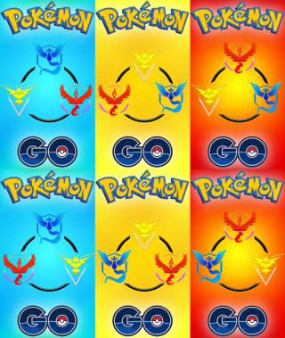 Pokemon poster colorful symbols sides - temporary free wallpaper