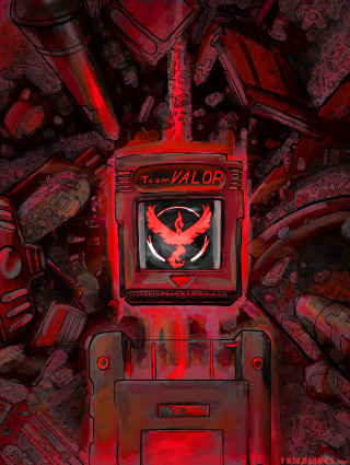 Red television red bird red - autodestructive art free wallpaper