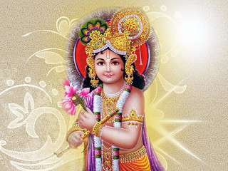 Hindu god holding flower smiling - a flower free wallpaper