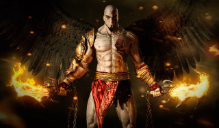 Man black bird sword fireball - epic fantasy character art free wallpaper