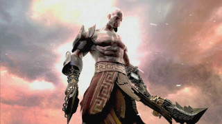 Man armor cloudy sky sword - his hand and a helmet free wallpaper