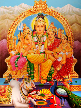 Hindu god throne family cow - nearby free wallpaper