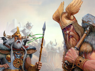 Man with staff and man - brothers hildebrandt free wallpaper
