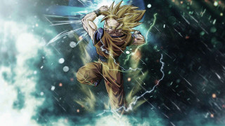 Man yellow outfit running air - lightning behind free wallpaper