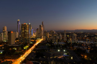 City skyline night long exposure - cityscape free wallpaper