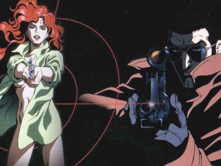 Woman red hair shooting gun - his hand and a gun free wallpaper