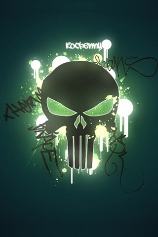 Green black wall skull graffiti - a skull free wallpaper