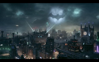 City skyline clock tower bat - video art free wallpaper