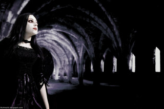 Gothic woman dark tunnel arches - inspired free wallpaper