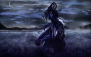 Woman long dress field full - a long dress free wallpaper