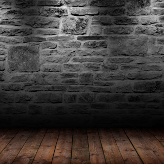 Dark room brick wall wooden - a light free wallpaper