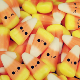 Candy corn faces drawn eyes - funny free wallpaper