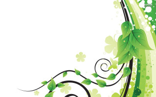 Green white background leaves swirls - swirl free wallpaper