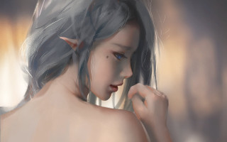 Woman blue eyes cat nose - a painting of a woman free wallpaper