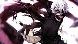 Man white hair black outfit 2 - a black outfit holding free wallpaper