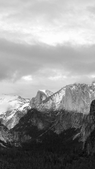 Black white mountain range snowy - sense of awe free wallpaper