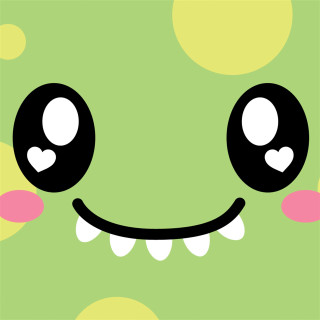 Green square face hearts smile - a face free wallpaper