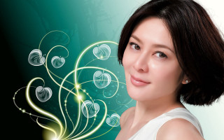 Woman white top green background - airbrush free wallpaper
