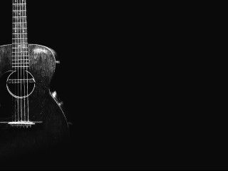 Guitar black white photo background - cinematic composition free wallpaper