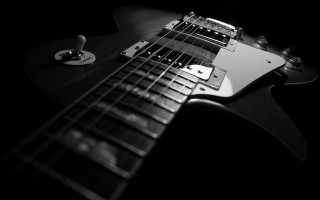 Black white guitar background monochrome 4 - a black guitar free wallpaper