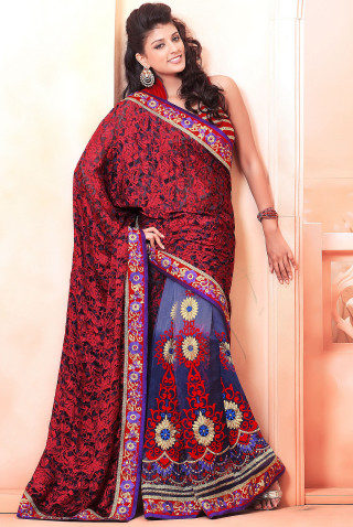 Woman red blue sari hands - ella guru free wallpaper