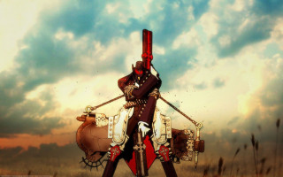 Man costume sword drum field - steampunk free wallpaper
