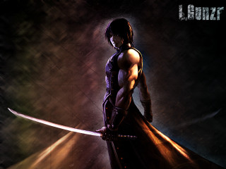 Woman sword dark room spotlight - a spotlight free wallpaper
