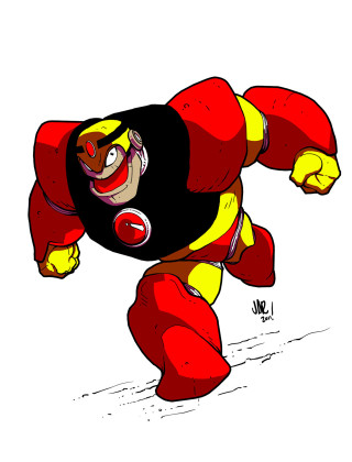 Cartoon running red yellow mask - mecha free wallpaper