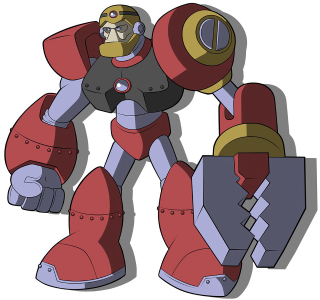 Cartoon robot suit yellow helmet - de stijl free wallpaper