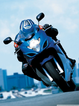 Blue motorcycle city skyline tall - tall free wallpaper