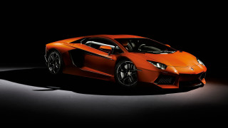 Orange sports car dark room 4 - nice free wallpaper