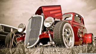 Red car field grass dump - tall grass free wallpaper