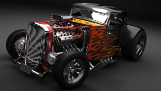 Car flames hood up side - ed roth free wallpaper