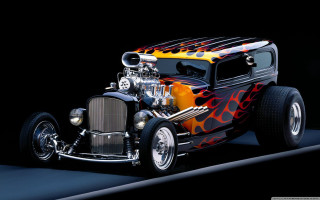 Hot rod flames hood vents 2 - the front of its free wallpaper