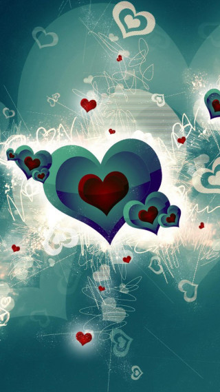 Heart floating hearts blue sky - white cloud free wallpaper