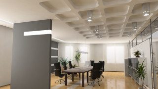 Room table chairs plant corner - open ceiling free wallpaper