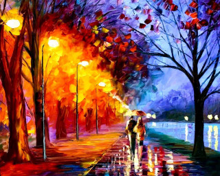 People walking umbrellas rainy day - alena aenami free wallpaper