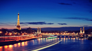 River city night bridge tower - paris school free wallpaper