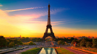 Eiffel tower sunset paris reflecting - paris school free wallpaper