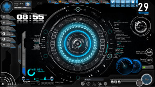 Futuristic interface blue circle speedometer - computer art free wallpaper