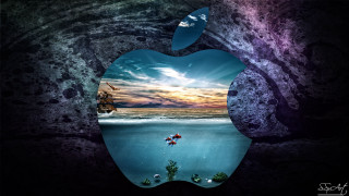 Apple logo cave ocean boat - a cave free wallpaper