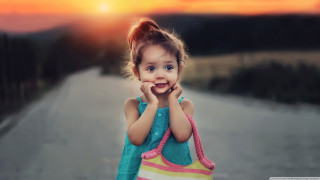 Little girl smiling bag sunset - elinor proby adams free wallpaper