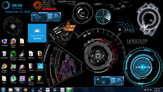 Futuristic computer screen interface clock - computer art free wallpaper