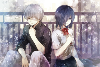 Anime characters bench snow hands - a bench in the snow free wallpaper